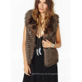 Mulheres sem mangas Faux Fur Vest moda design casaco quente